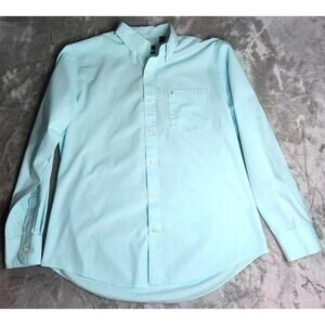 IZOD Premium Essentials Aqua Blue Button-Up Shirt - Size M